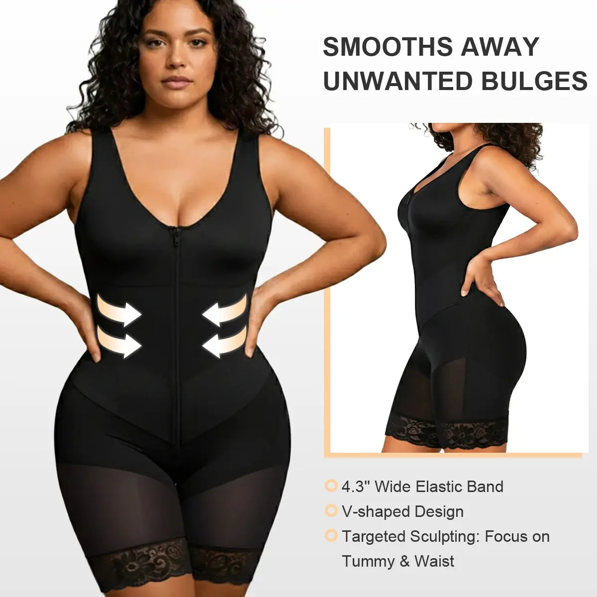 SHAPERX Sculpting Tummy Control Fajas Colombianas for Women Moldeadoras Shapewear with V-Shape Sculpting Elastic Band