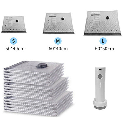 15 Packs/Set Vacuum Storage Bags with Electric Pump Reusable Compression Bags for Clothes Travel Luggage Bedding Organizer