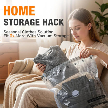 Vacuum Bags for Travel with Rechargeable Air Pump, Carry-On Size Compression Packing Bags for Luggage and Suitcase, Space Saver