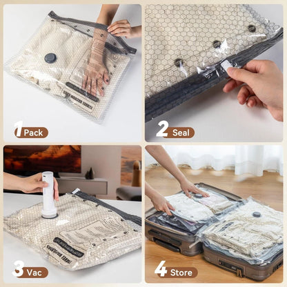 15 Packs/Set Vacuum Storage Bags with Electric Pump Reusable Compression Bags for Clothes Travel Luggage Bedding Organizer