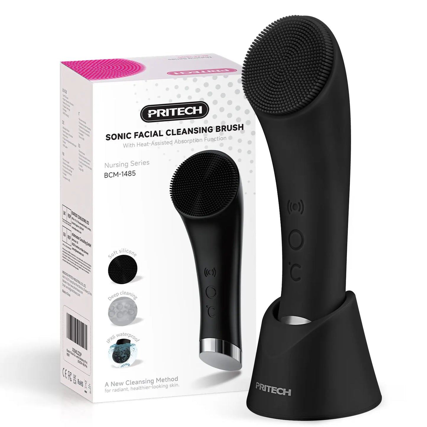 Facial Cleansing Brush, PRITECH Heatable Vibrating Face Scrubber with Massage, Silicone Face Scrubber for Women & Men, Electric Facial Cleanser for Deep Cleansing, Gentle Exfoliating (Pink) Summerwins Dealsforyoudays