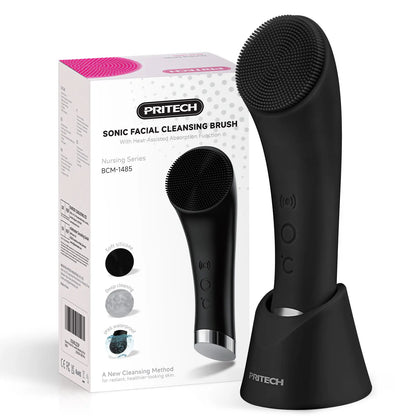 Facial Cleansing Brush, PRITECH Heatable Vibrating Face Scrubber with Massage, Silicone Face Scrubber for Women & Men, Electric Facial Cleanser for Deep Cleansing, Gentle Exfoliating (Pink) Summerwins Dealsforyoudays